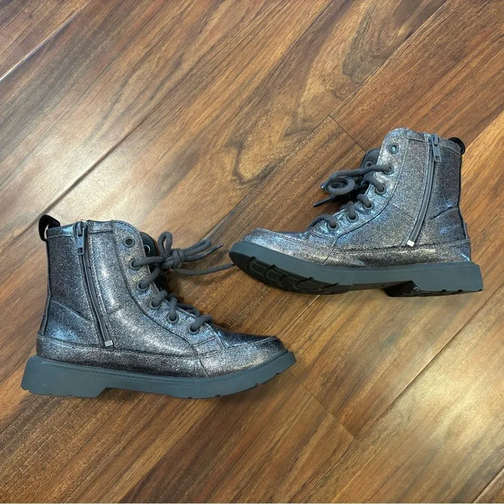 UGG Robley Glitter Grey Sparkle Combat Boots